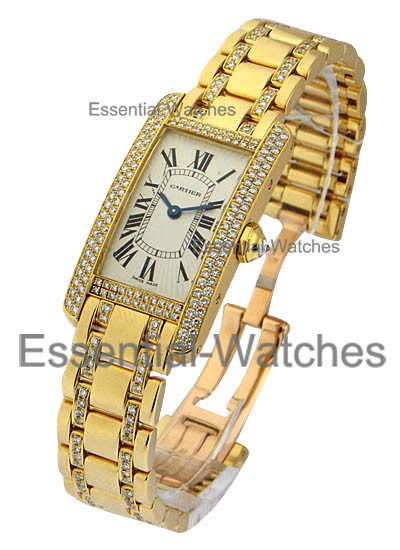 Cartier Tank Americaine in Yellow Gold with Diamond Bracelet