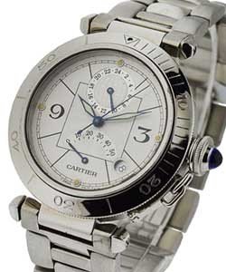 Pasha  Power Reserve 38mm Automatic in Steel on Steel Bracelet with Silver Guilloche Dial