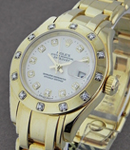 Masterpiece 29mm with Yellow Gold 12 Diamond Bezel on Pearlmaster Bracelet with White Diamond Dial