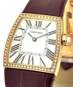La Dona De Cartier in Rose Gold with Diamond Bezel Rose Gold on Strap with Silver Dial