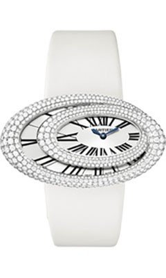 Baignoire Hynonse in White Gold with Diamond Bezel White Gold on Strap with White Lacquer Dial