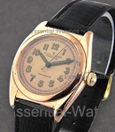 1950's 14KT Bubble Back 35mm in Rose Gold on Black Crocodile Leather Strap with Pattina Dial