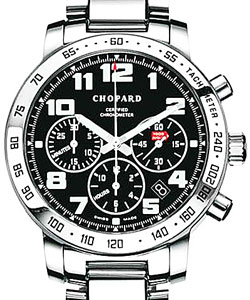 Mille Miglia Chrono in Steel on Steel Bracelet with Black Dial