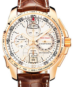 Mille Miglia GT XL Chrono in Rose Gold on Brown Crocodile Leather Strap with White Dial