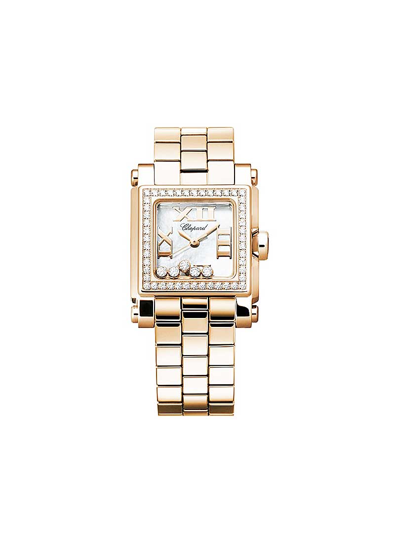 Chopard Happy Sport Square in Rose Gold with Diamond Bezel