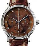 Villeret Chronograph in White Gold on Brown Alligator Leather Strap with Brown Dial