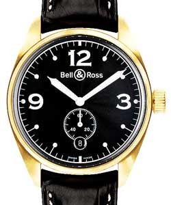 Vintage 123 Yellow Gold Yellow Gold on Strap with Black Dial