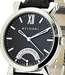 SOTIRIO Series Retrograde Date in Steel on Black Alligator Leather Strap with Black Dial