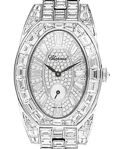 Classic Oval in White Gold with Baguette Diamond Bezel on White Gold Diamonds Bracelet on Pave Diamond Dial