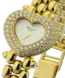 Heart-Shaped Case - Haute Joaillerie in Yellow Gold with Diamonds  on Yellow Gold Bracelet with MOP Dial