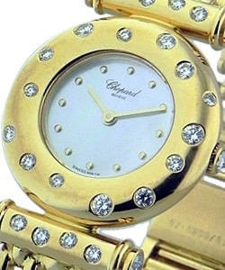 Ladies Round with Diamonds Yellow Gold-Diamond on Bracelet with White MOP Dial