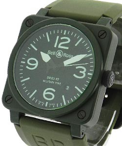 Aviation BR 03-92 Military in Olive Ceramic on Black Rubber Strap with Olive Black Dial