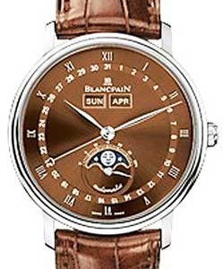 Villeret Moon Phase White Gold on Strap with Bronze Dial