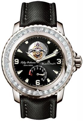 Blancpain Fifty Fathoms Tourbillon 45mm Automatic in White Gold with Baguette Diamonds Bezel