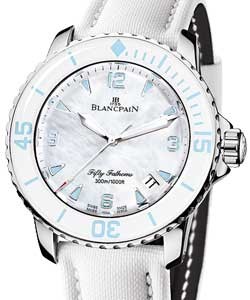 Fifty Fathoms Steel Steel on Strap with White MOP Dial