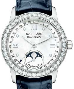 Leman Complete Calendar Lady's Steel with Diamond Bezel on Strap with MOP Dial
