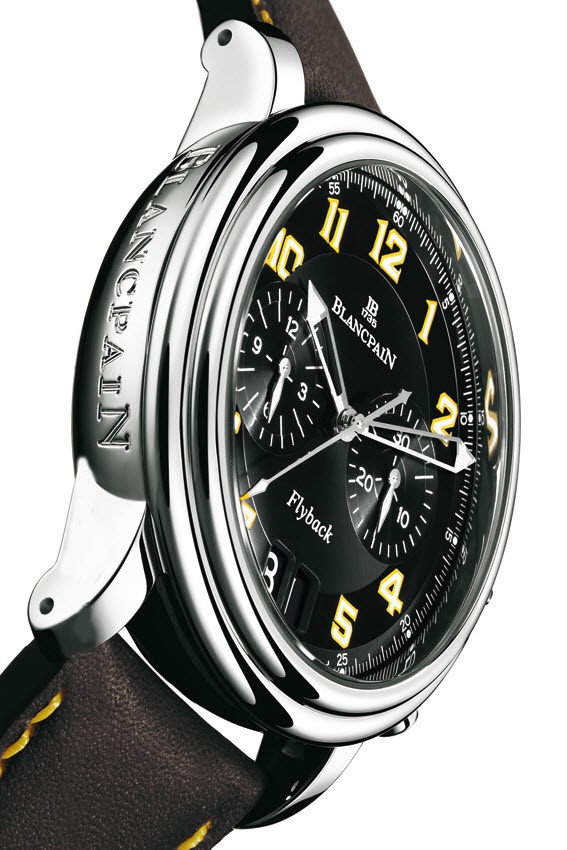 Leman Flyback Chronograph Peking to Paris 40mm Automatic in Steel on Calfskin Leather  Strap with Black Dial - Yellow Hour Markers