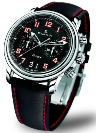 Leman Flyback Chronograph 40mm Automatic in Steel on Black Calfskin Leather Strap with Black Dial
