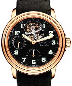 Leman Tourbillon Power Reserve Rose Gold on Strap with Black Dial