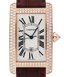 Tank Americaine Rose Gold Steel on Strap with Silver Dial 