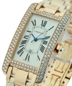 Tank Americaine Rose Gold 18KT Rose Gold on Bracelet with Silver Dial