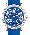  Specialities Ultra-Slim 34mm Automatic in Steel with Double Diamonds Bezel on Blue Rubber Strap with Blue Royal Dial