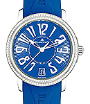  Specialities Ultra-Slim 34mm Automatic in Steel with Double Diamonds Bezel on Blue Rubber Strap with Blue Royal Dial