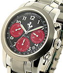 Ferrari Chronograph Steel on Bracelet wtih Black Dial with Red Subdials