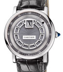 Rotonde de Cartier 42mm in White Gold on Strap with Slate Guilloche Dial