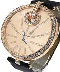 Captive de Cartier in Rose Gold with Diamond Bezel on Black Satin Strap with Gold Dial