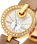 Captive de Cartier in Yellow Gold with Diamond Bezel on Satin Strap with Silver Dial