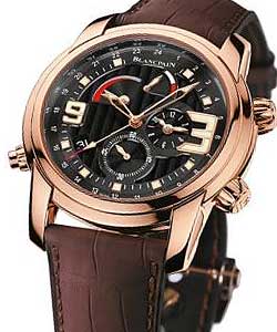 L Evolution Alarm GMT 43.5mm in Rose Gold on Crocodile Leather Strap with Black Dial
