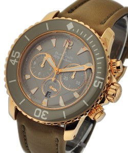 Fifty Fathoms Rose Gold Flyback Chronograph 45mm in Rose Gold on Brown Leather Strap with Grey Dial
