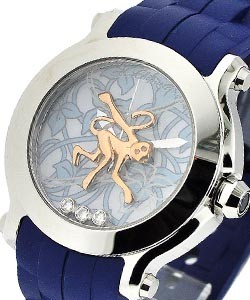 Happy Animal World 3 Floating Diamonds Steel on Blue Rubber with Blue Dial