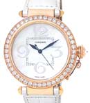 Pasha Automatic XL in Rose Gold with Diamond Bezel on White Crocodile Leather Strap with Mother of Pearl Dial