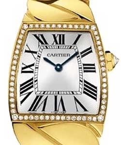 La Dona de Cartier Large iin Yellow Gold Yellow Gold on Bracelet with Silver Dial