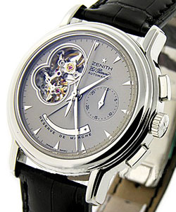 El Primero Chronomaster T Open Power Reserve in Steel on Black Alligator Leather Strap with Cobalt Dial