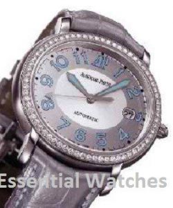 Millenary Lady's in Steel with Diamonds Bezel  on Grey Leather Strap with Grey Dial
