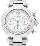 Pasha C 36mm Chronograph in Steel Steel on Bracelet with White Dial