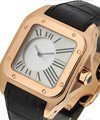 Santos 100 XL Mystery Skeleton - Limited to 40 pcs Rose Gold on Strap with Transparent Dial