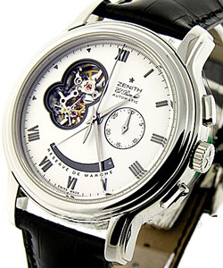 Chronomaster XXT Open in Steel on Black Alligator Leather Strap with White Dial