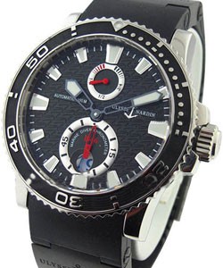 Maxi Marine Diver in Steel on Black Rubber-Ceramic Strap with Black Dial