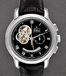 Chronomaster XXT Open in Steel on Black Alligator Leather Strap with Black Dial