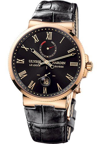 Spasskaya Tower Rose Gold on Strap with Black Dial
