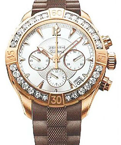Defy Classic in Rose Gold Diamond Bezel on Brown Rubber Strap with Silver Dial
