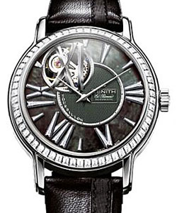 Academy Tourbillon in Platinum with Diamond Bezel on Black Alligator Leather Strap with MOP Dial