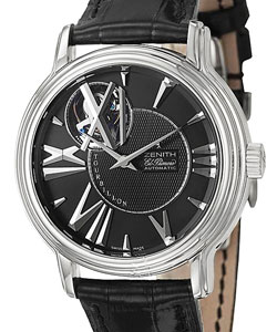 Academy Tourbillon in White Gold on Black Alligator Leather Strap with Black Dial
