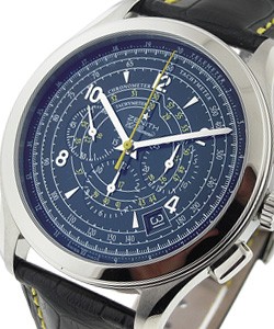El Primero Class Chronograph  Steel on Strap with Black Dial with Yellow Accents