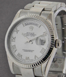 President - 36mm - White Gold - Fluted Bezel on Oyster Bracelet with Rhodium Roman Dial