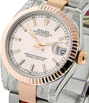 2-Tone Datejust 31mm with Rose Gold Fluted Bezel on Oyster Bracelet with Pink Stick Dial